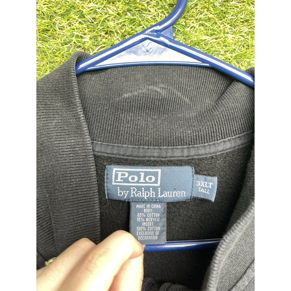 Polo Ralph Lauren Full Zip Sweatshirt Mens 3XLT Black Mock Neck Track Jacket